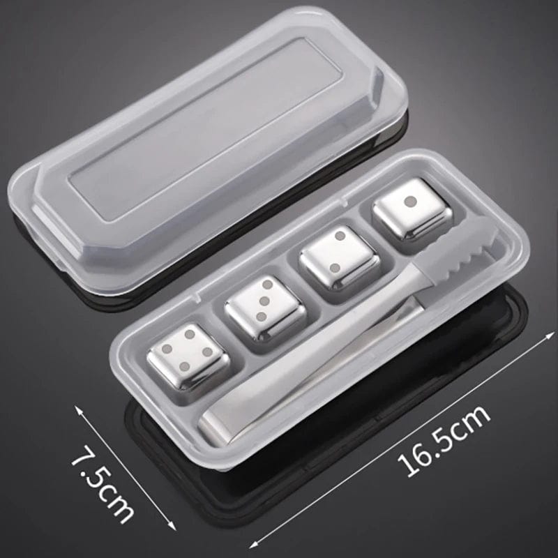 4 Glaçons réutilisables inox en forme de Dés à jouer avec motifs glacon reutilisable