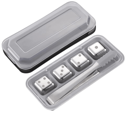 4 Glaçons réutilisables inox en forme de Dés à jouer avec motifs glacon reutilisable