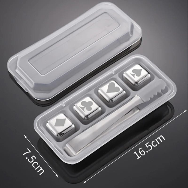 4 Glaçons Réutilisables inox en forme de Dés à jouer motifs Poker glacon reutilisable
