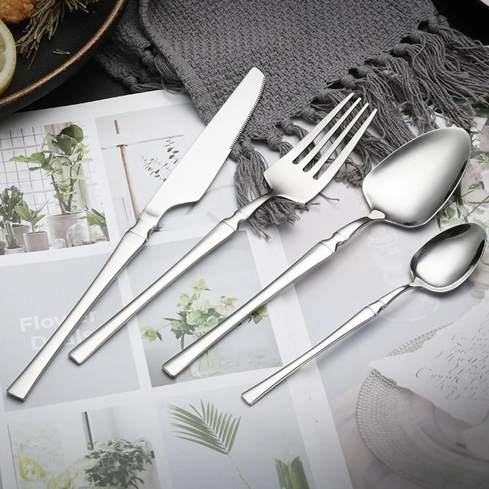 Ménagère 24 Pièces en Acier Inoxydable Poli Miroir – Couverts pour 6 Personnes