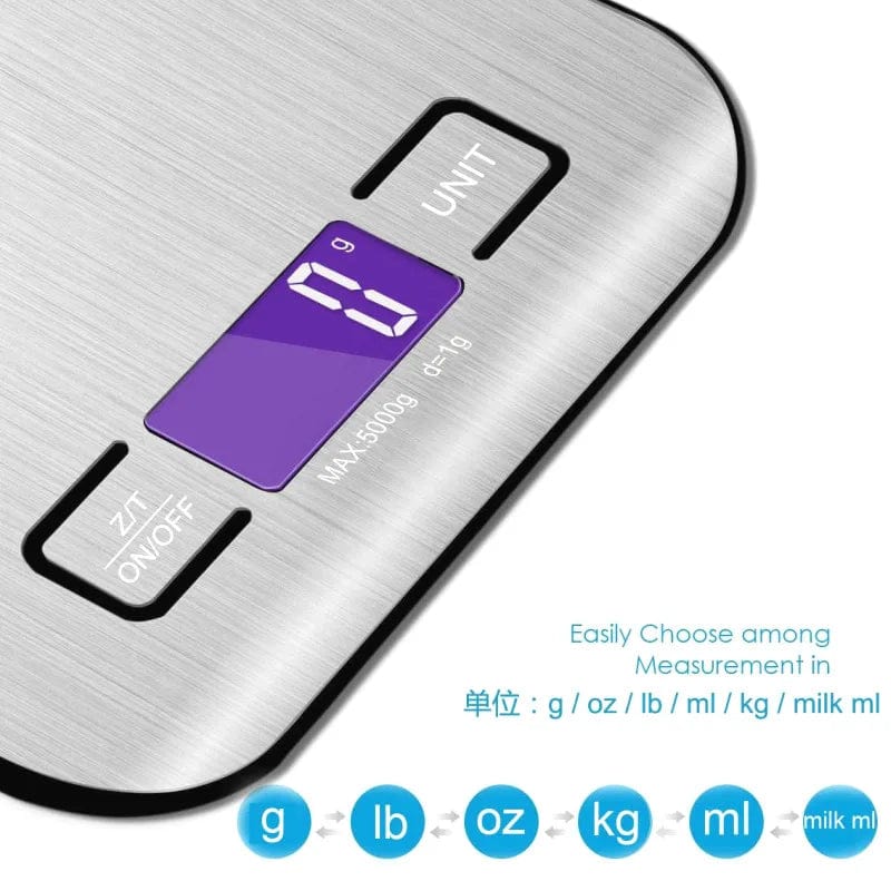 Balance de Cuisine Numérique 5kg/10KG en Acier Inoxydable - Précision 1g balance