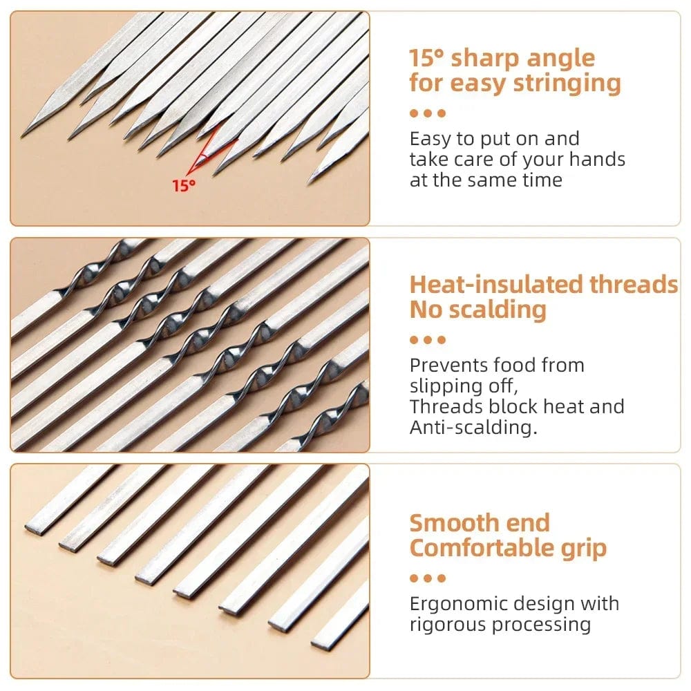 Pics Brochettes Barbecue Inox Réutilisablespour Camping Jardin barbecue