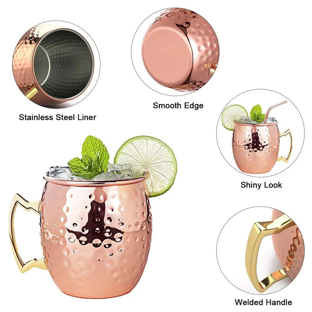 Mug Moscow Mule Martelé Inox Finition Cuivre – À l'Unité ou Lot de 4