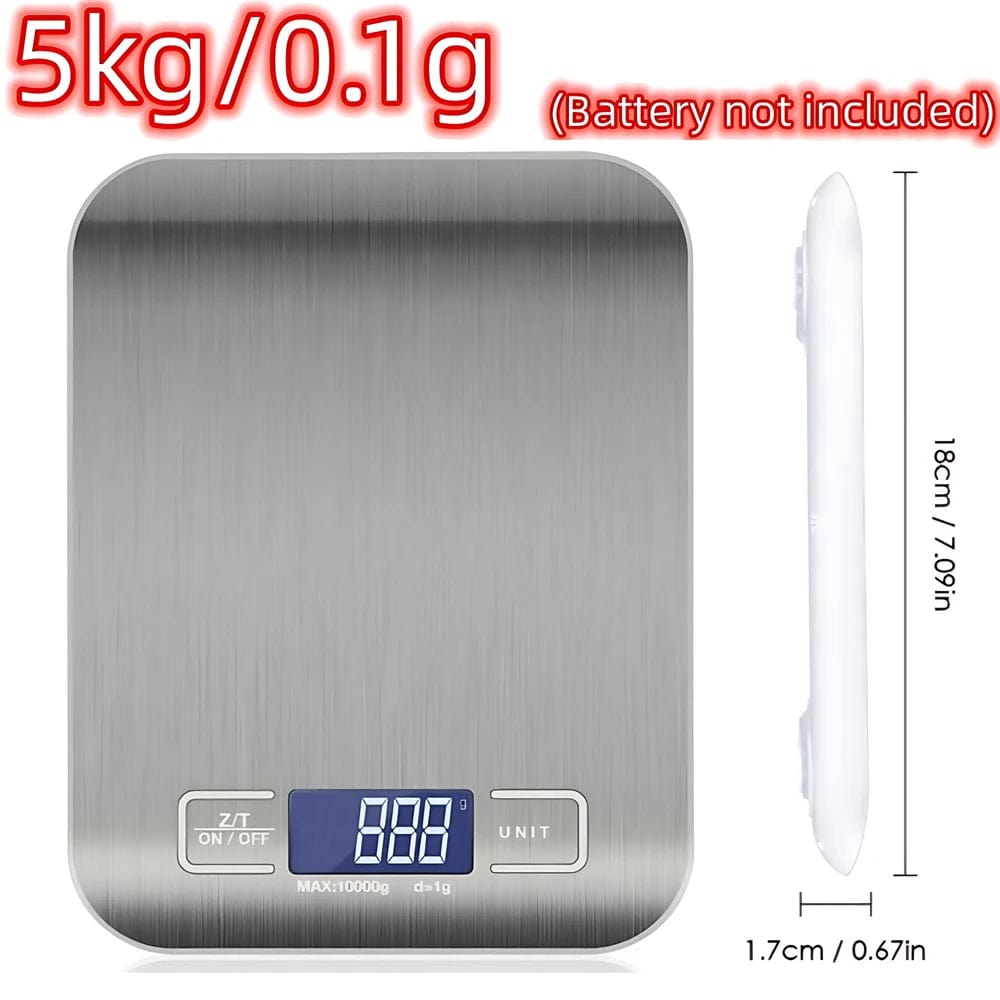 Balance de cuisine numérique en acier inoxydable 5kg/10kg balance