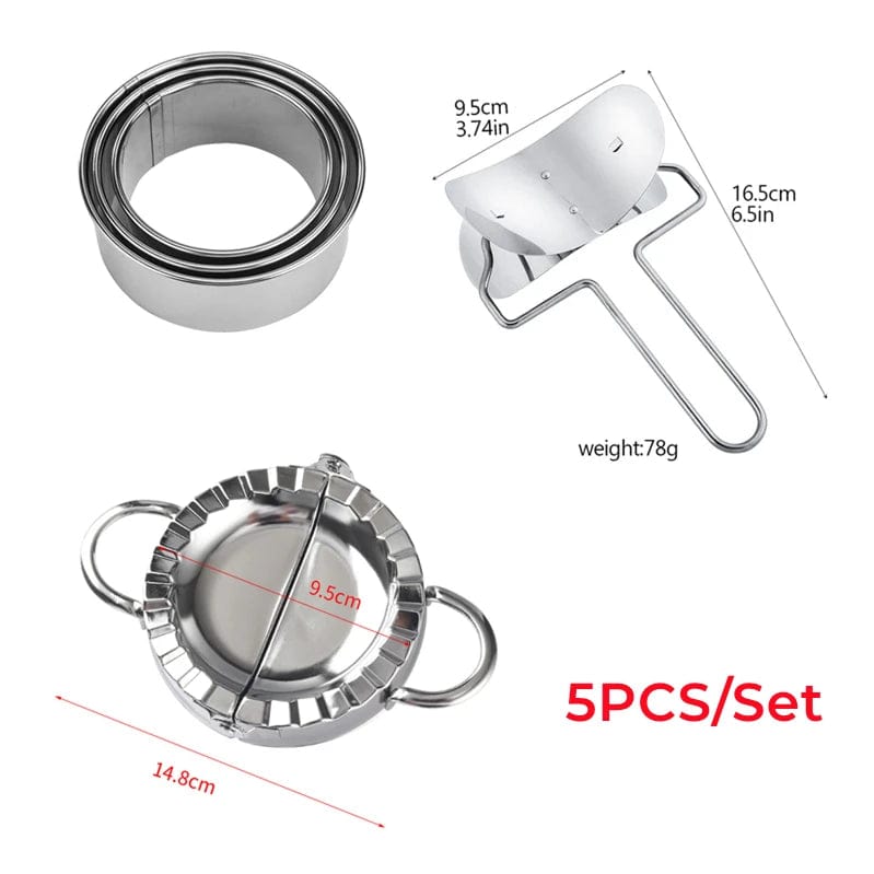 Moule à dumplings en acier inoxydable - Kit de 5 pièces de cuisine