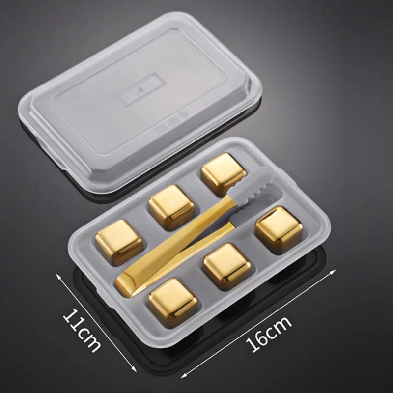 6 Glaçons réutilisables en inox doré glacon reutilisable