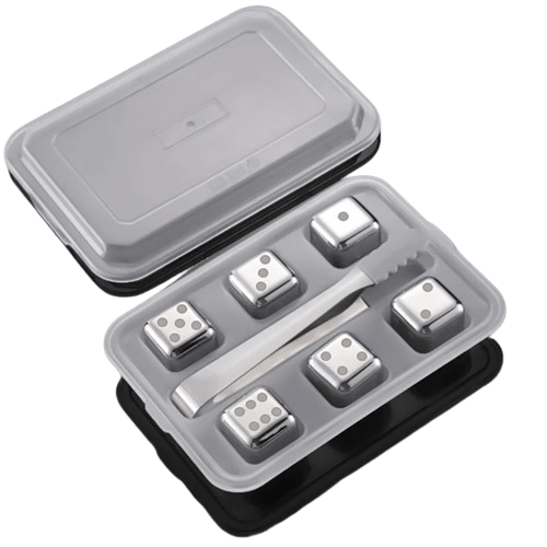 6 Glaçons réutilisables inox en forme de Dés à jouer avec Motifs glacon reutilisable