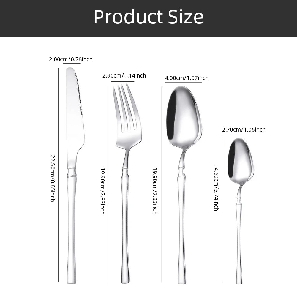 Ménagère 24 Pièces en Acier Inoxydable Poli Miroir – Couverts pour 6 Personnes