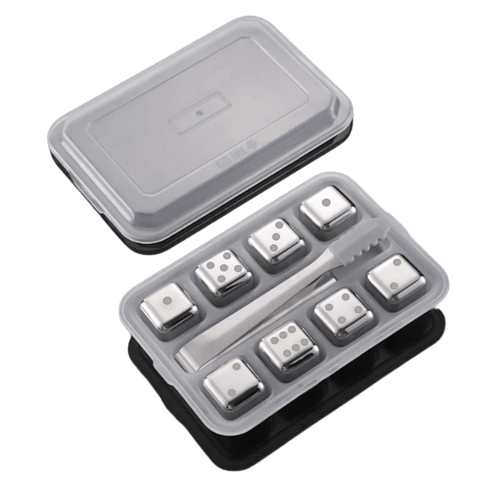 8 Glaçons réutilisables inox en forme de Dés à jouer avec Motifs glacon reutilisable