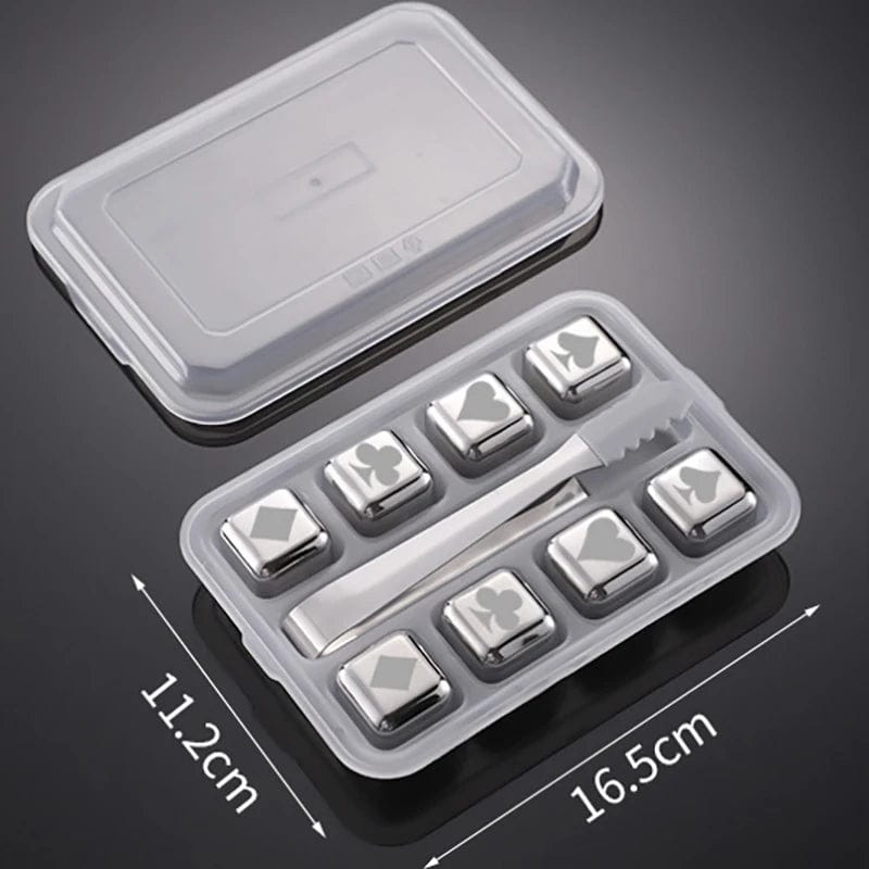 8 Glaçons réutilisables inox en forme de Dés à jouer motifs Poker glacon reutilisable