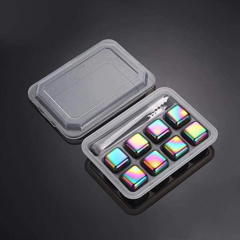 8 Glaçons Réutilisables inox en forme de Dés couleur arc-en-ciel glacon reutilisable