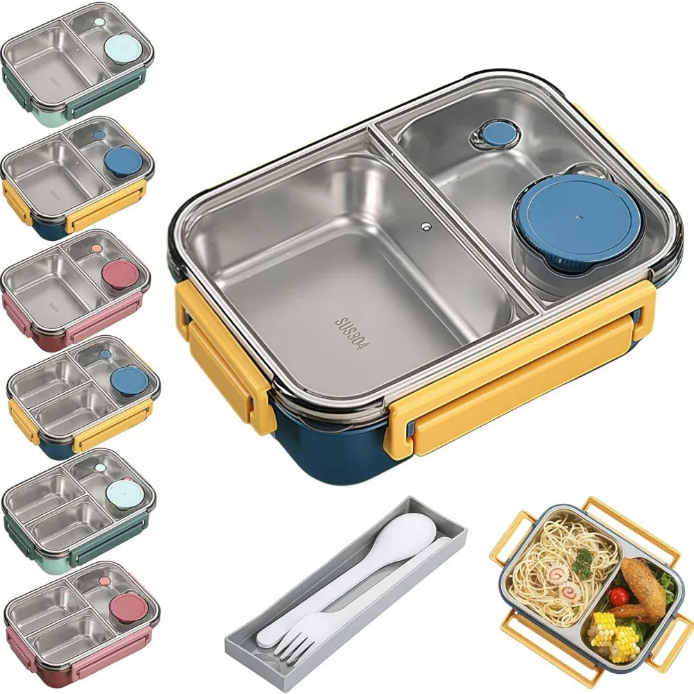 Lunchbox en Inox à 2/3 Compartiments Étanches 850ml Lunchbox