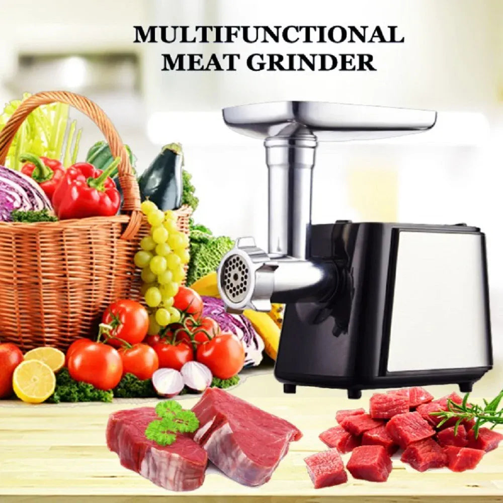 Hachoir Électrique Multifonction 1000 W — 3 Grilles, Farcisseur à Saucisses, 13 Accessoires Hachoirs à Viande