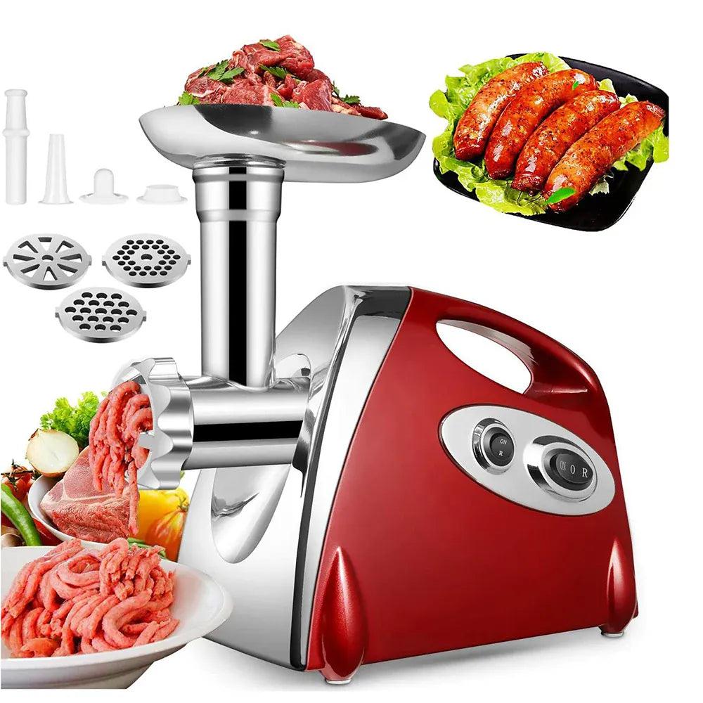 Hachoir Électrique 2800W Inox — 3 Grilles, Embout Saucisses et Kit Kibbe Inclus Hachoirs à Viande