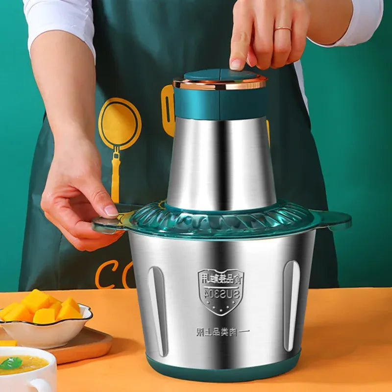Hachoir Électrique Multifonction 3L Inox 304 — 300 W, 2 Vitesses, 4 Lames hachoir electrique