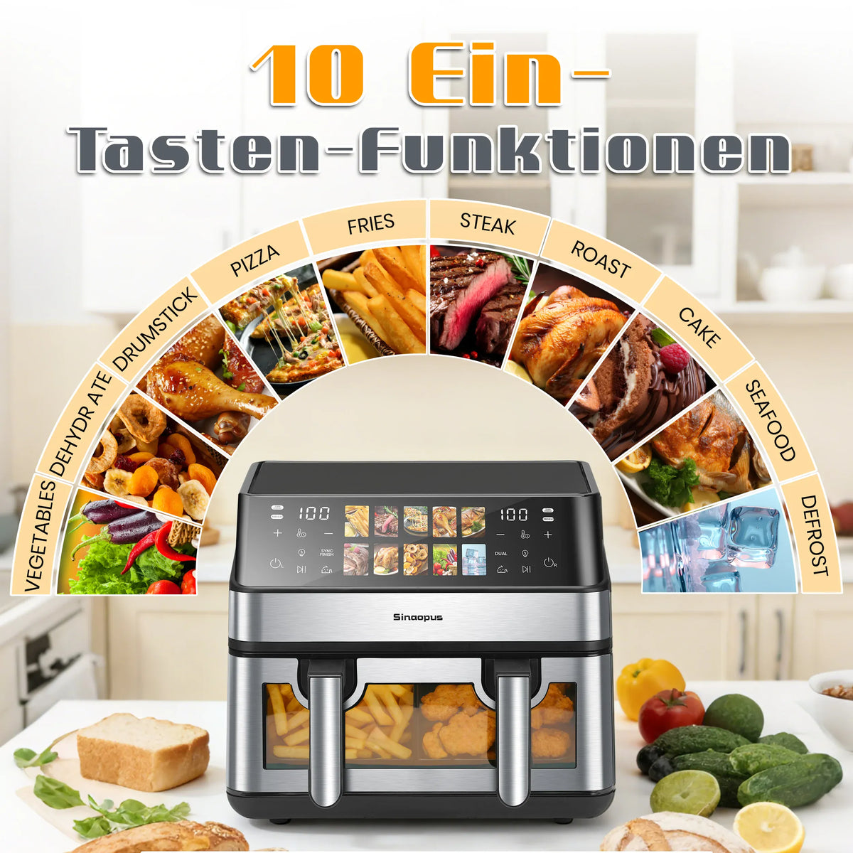 Friteuse Sans Huile 8,5L 2000W avec Hublot et Écran Tactile airfryers