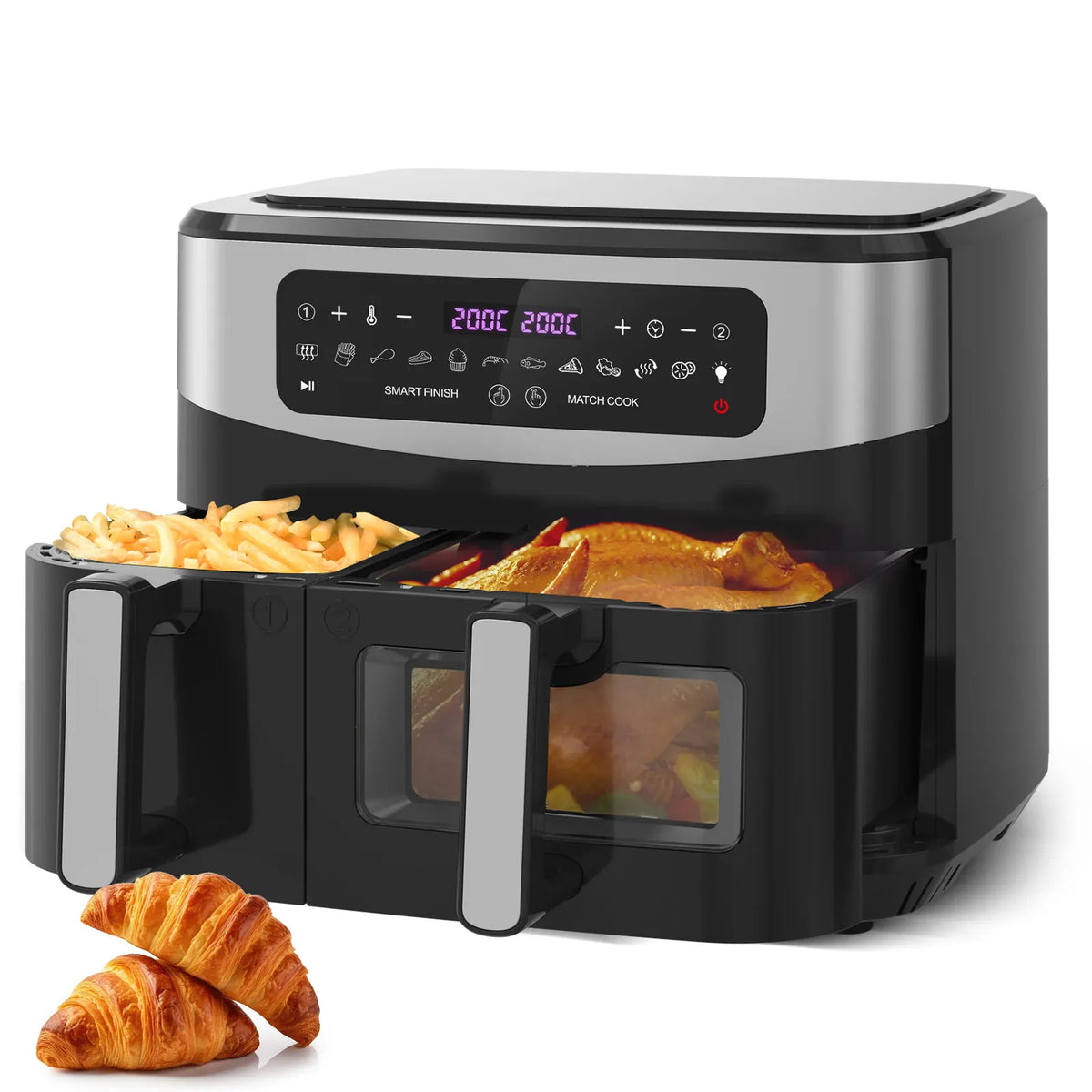 Air Fryer Double Panier 10L 2600W avec Hublot Visible airfryers