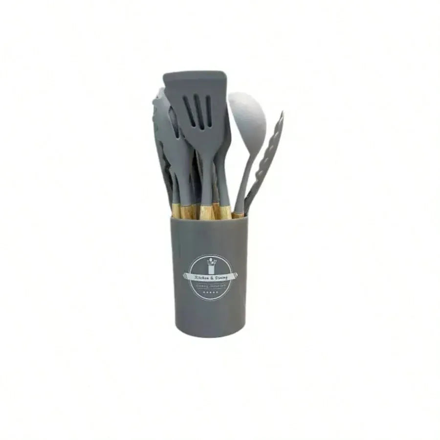 Set Ustensiles Silicone 12 Pièces | Résistant à la Chaleur avec Support spatule en silicone