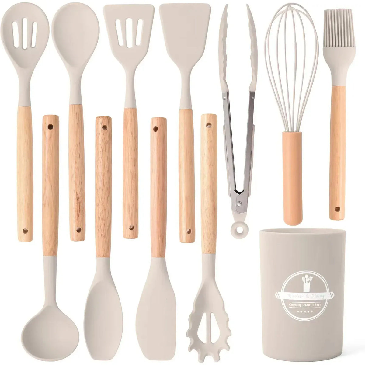 Set Ustensiles Silicone 12 Pièces | Résistant à la Chaleur avec Support spatule en silicone