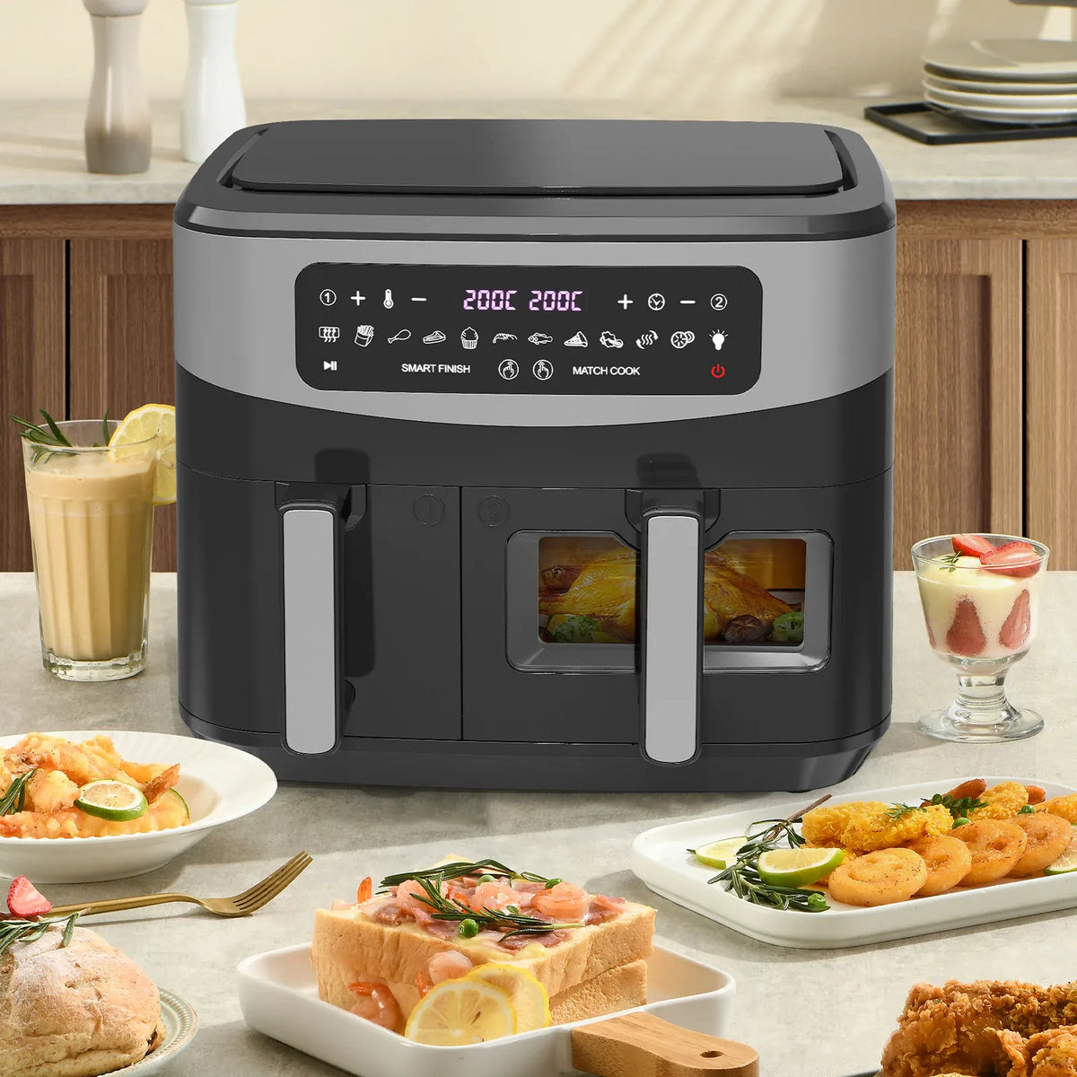 Air Fryer Double Panier 10L 2600W avec Hublot Visible airfryers