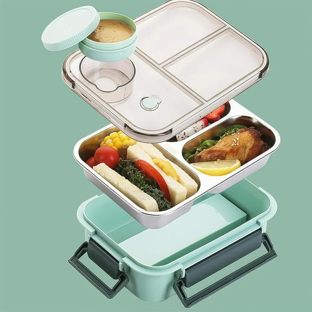 Lunchbox en Inox à 2/3 Compartiments Étanches 850ml Lunchbox