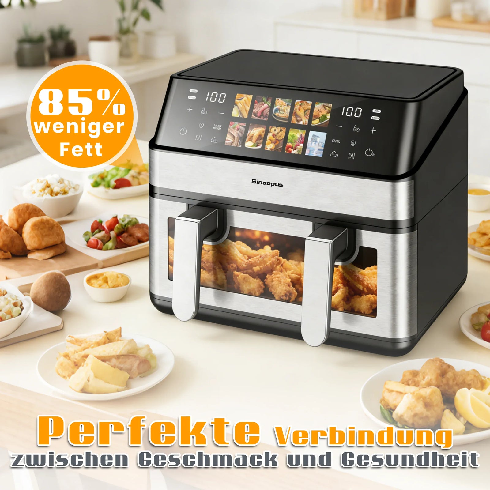 Friteuse Sans Huile 8,5L 2000W avec Hublot et Écran Tactile airfryers