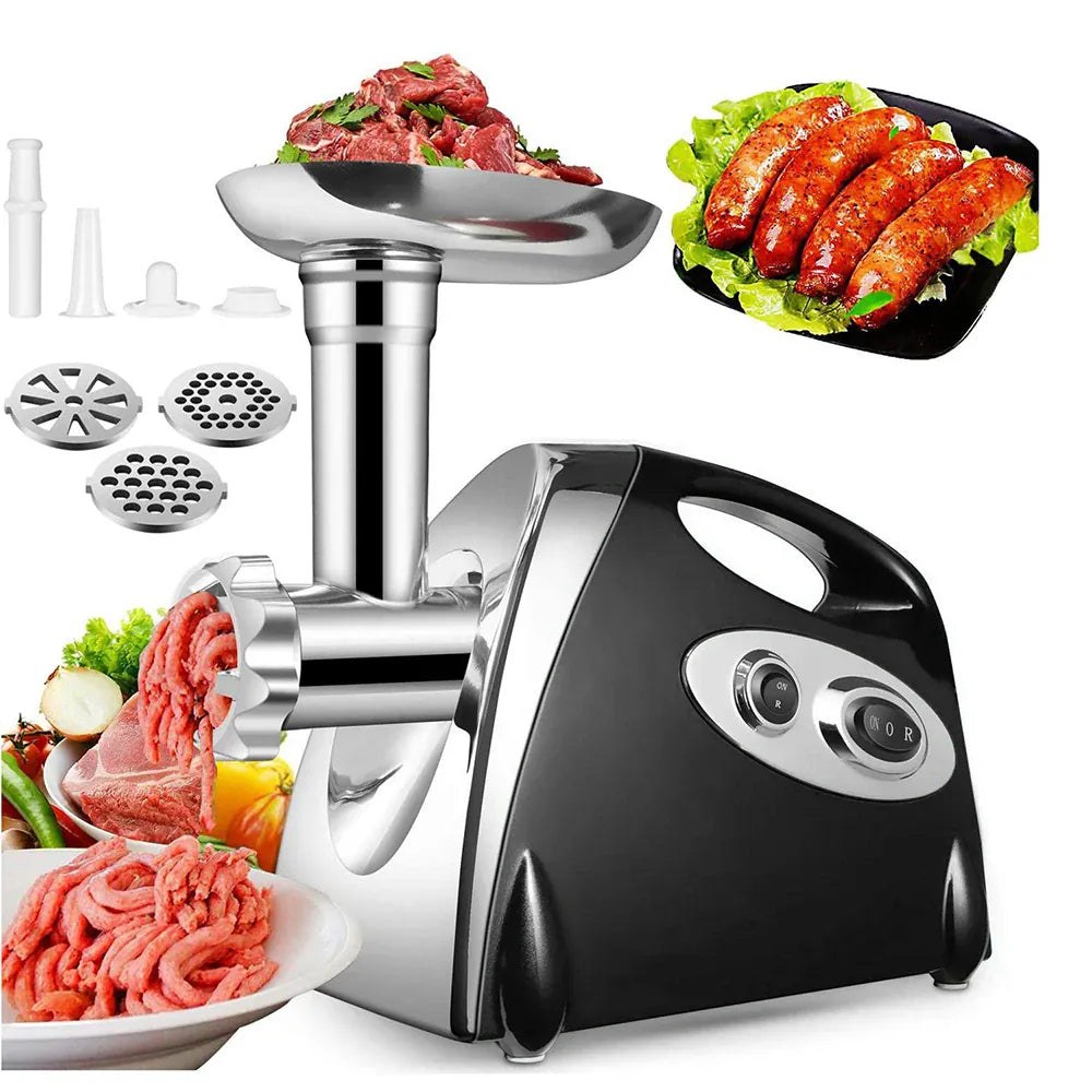 Hachoir Électrique 2800W Inox — 3 Grilles, Embout Saucisses et Kit Kibbe Inclus Hachoirs à Viande