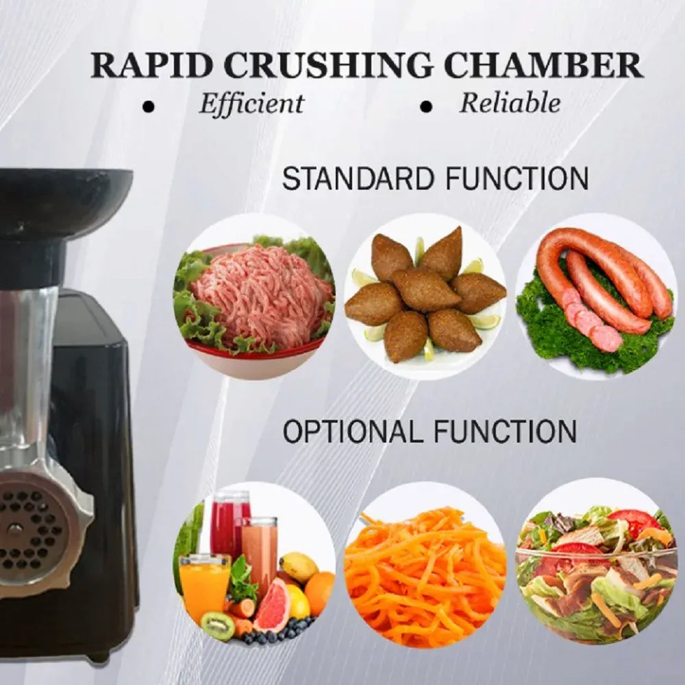 Hachoir Électrique Multifonction 1000 W — 3 Grilles, Farcisseur à Saucisses, 13 Accessoires Hachoirs à Viande