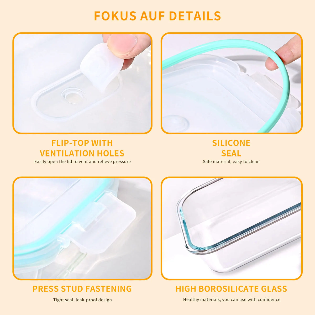boîte de rangement en verre avec éponge de nettoyage
