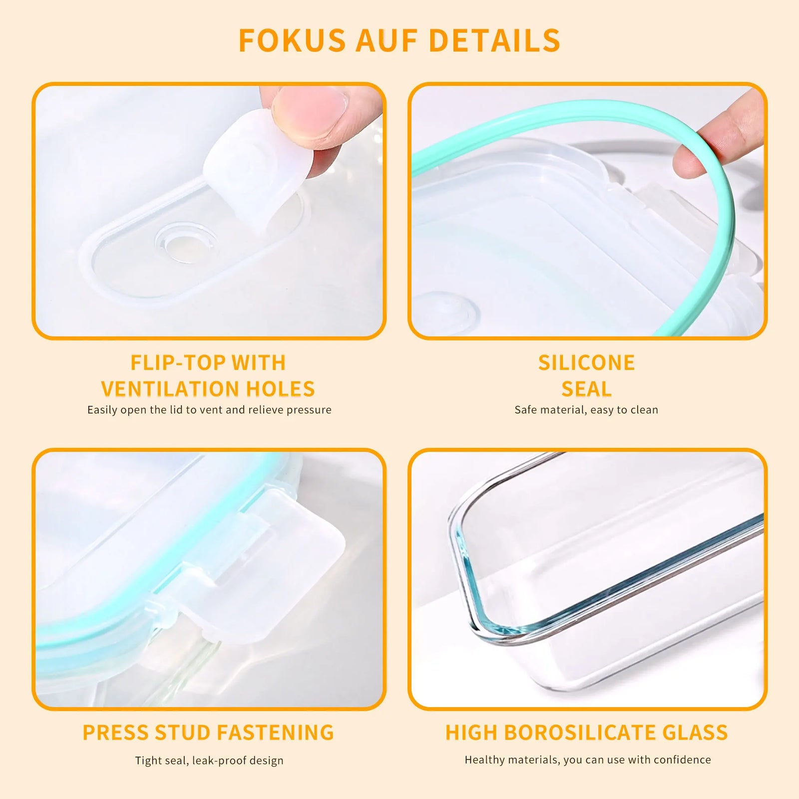 boîte de rangement en verre avec éponge de nettoyage