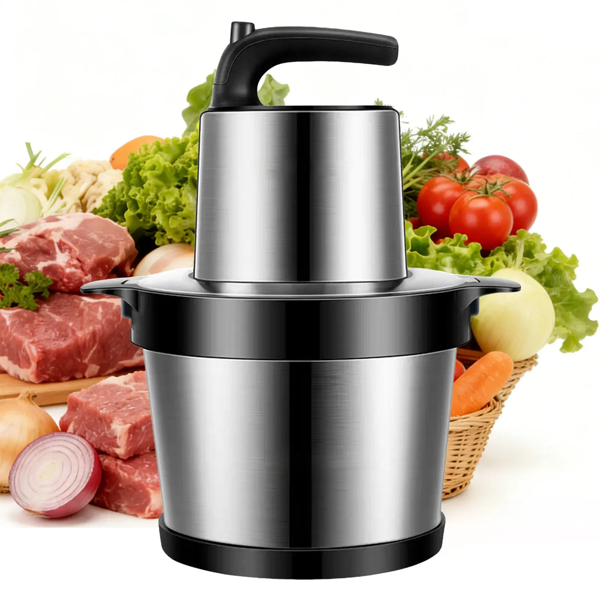 Hachoir Électrique 8L Inox 304 — 4500 W, 2 Vitesses, Double Lame en S hachoir electrique