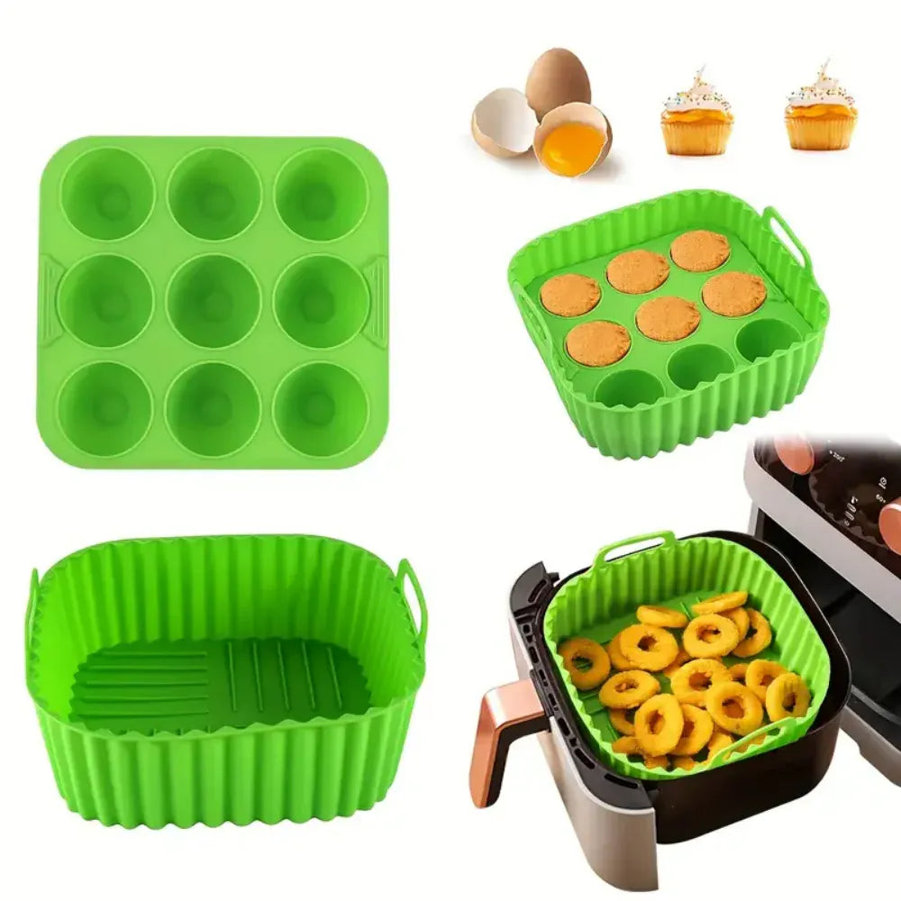 Moule Silicone Réutilisable Carré 2 Pièces pour Air Fryer Air Fryer