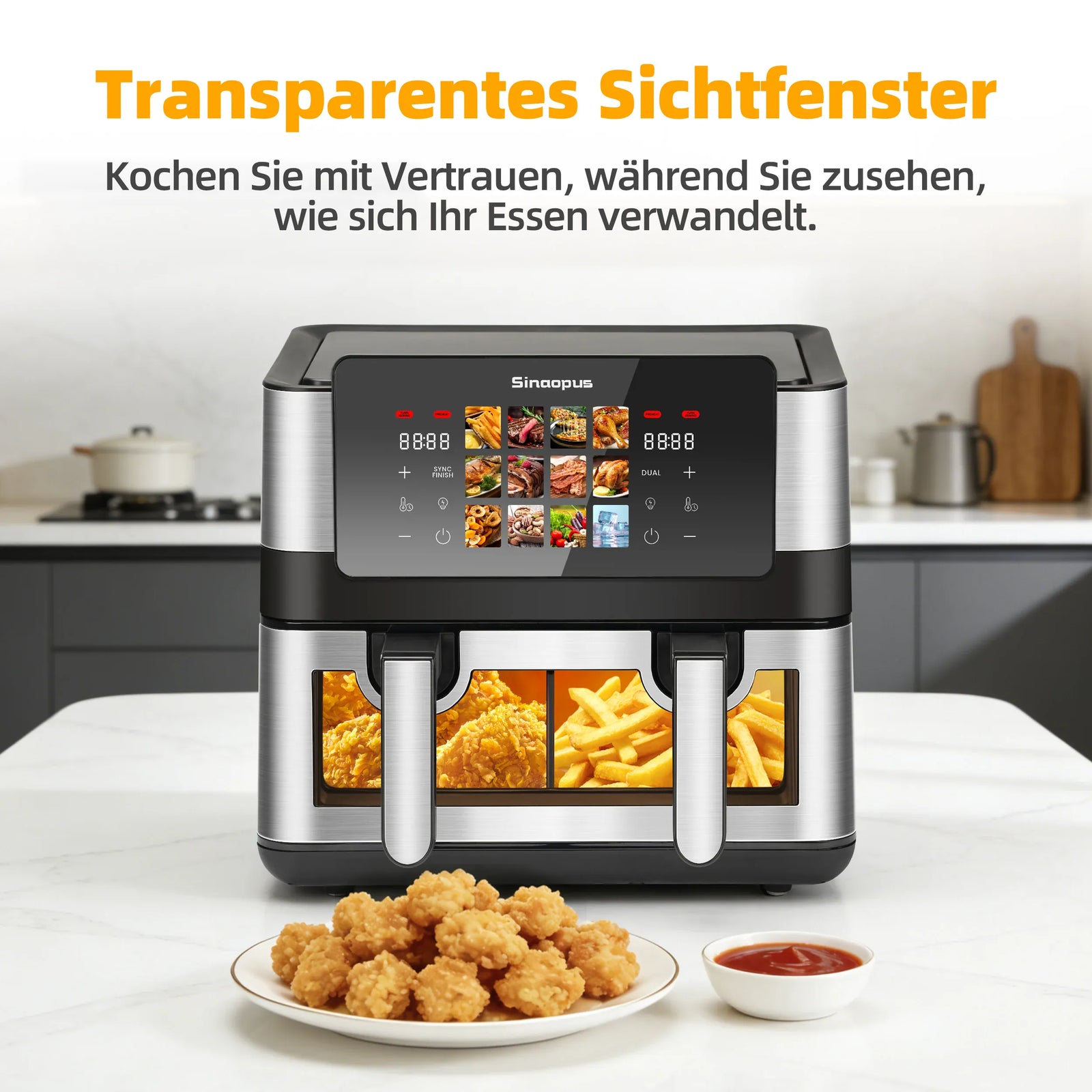 Friteuse Sans Huile Double Panier 85L 2000W Écran Tactile airfryers