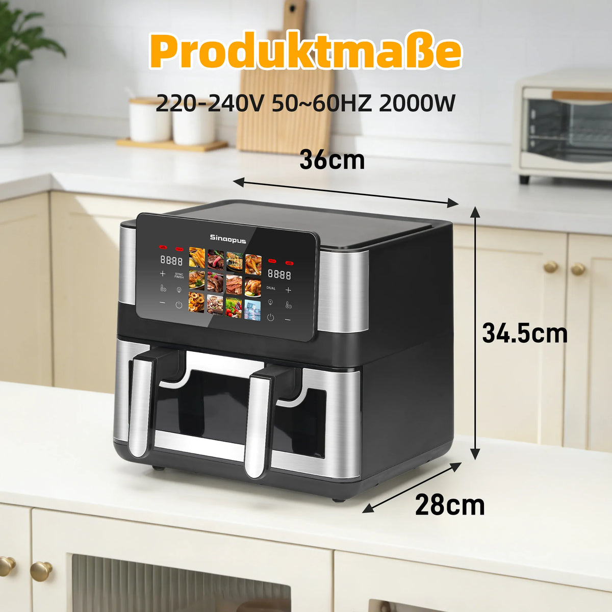 Friteuse Sans Huile Double Panier 85L 2000W Écran Tactile airfryers