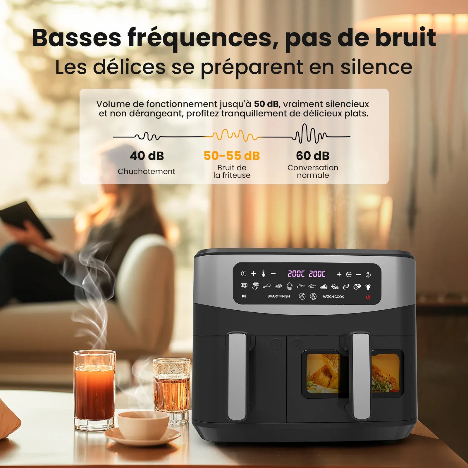 Air Fryer Double Panier 10L 2600W avec Hublot Visible airfryers