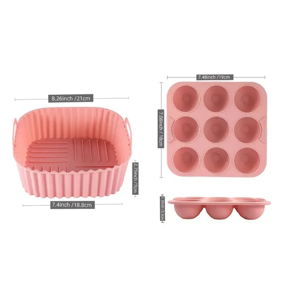 Moule Silicone Réutilisable Carré 2 Pièces pour Air Fryer Air Fryer