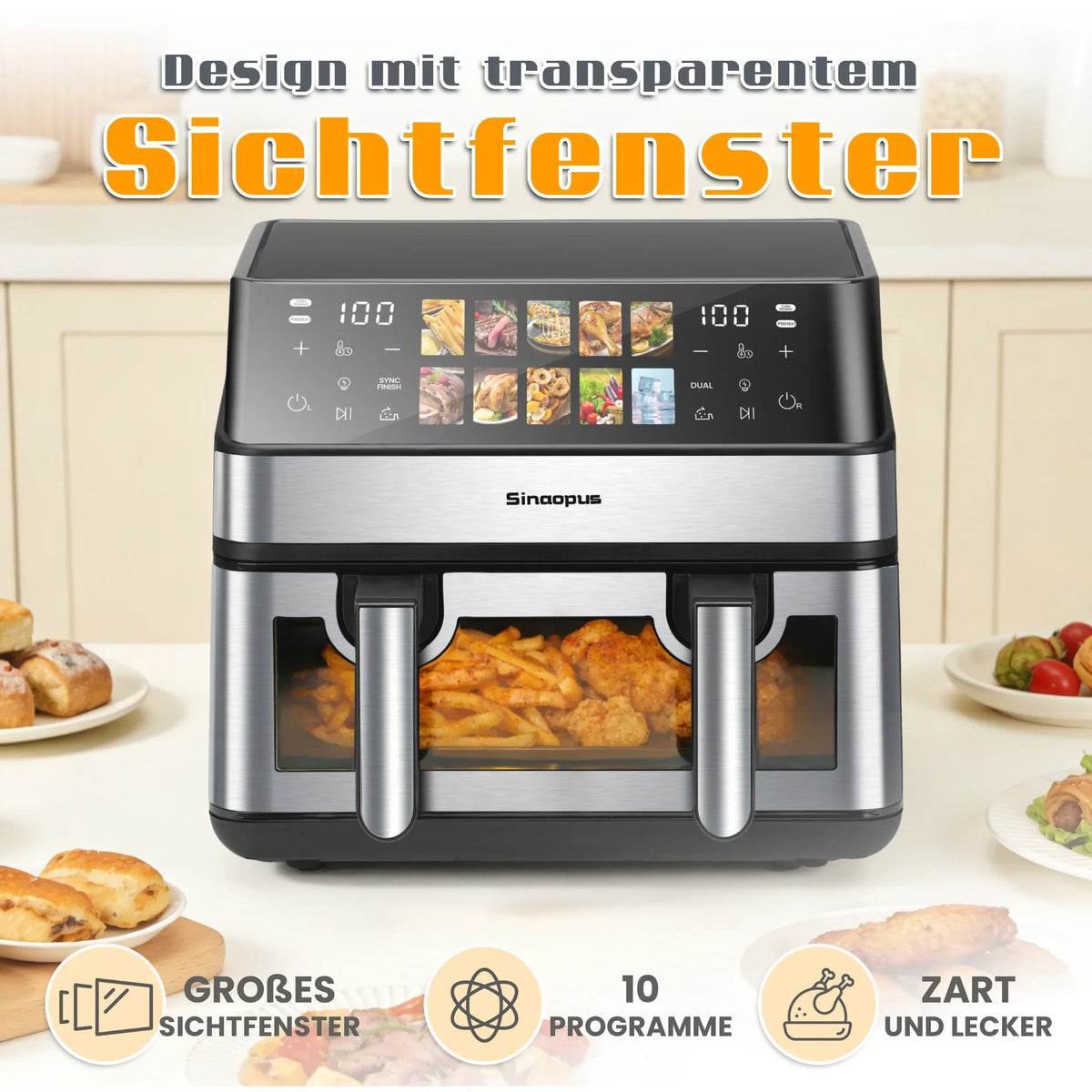 Friteuse Sans Huile 8,5L 2000W avec Hublot et Écran Tactile airfryers