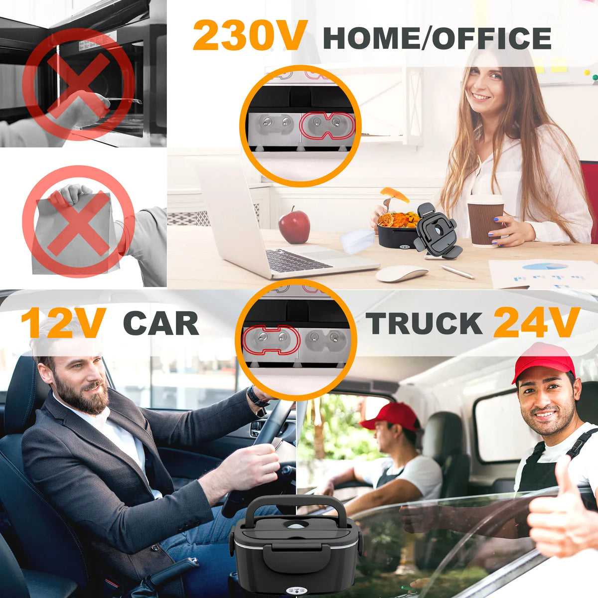 LunchBox Électrique Chauffante 80W - 1,5 à 2,5 litres lunchboxchauf
