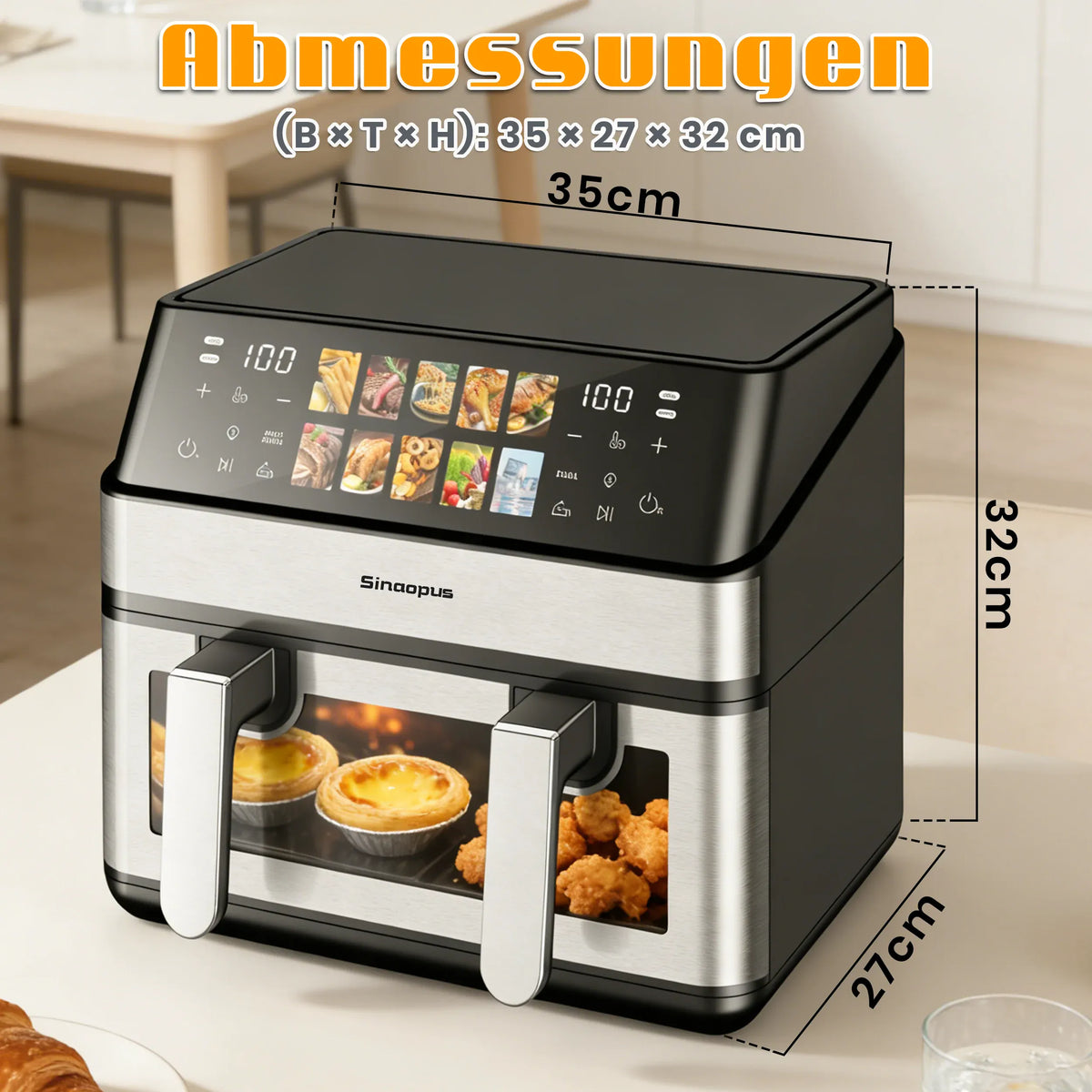 Friteuse Sans Huile 8,5L 2000W avec Hublot et Écran Tactile airfryers