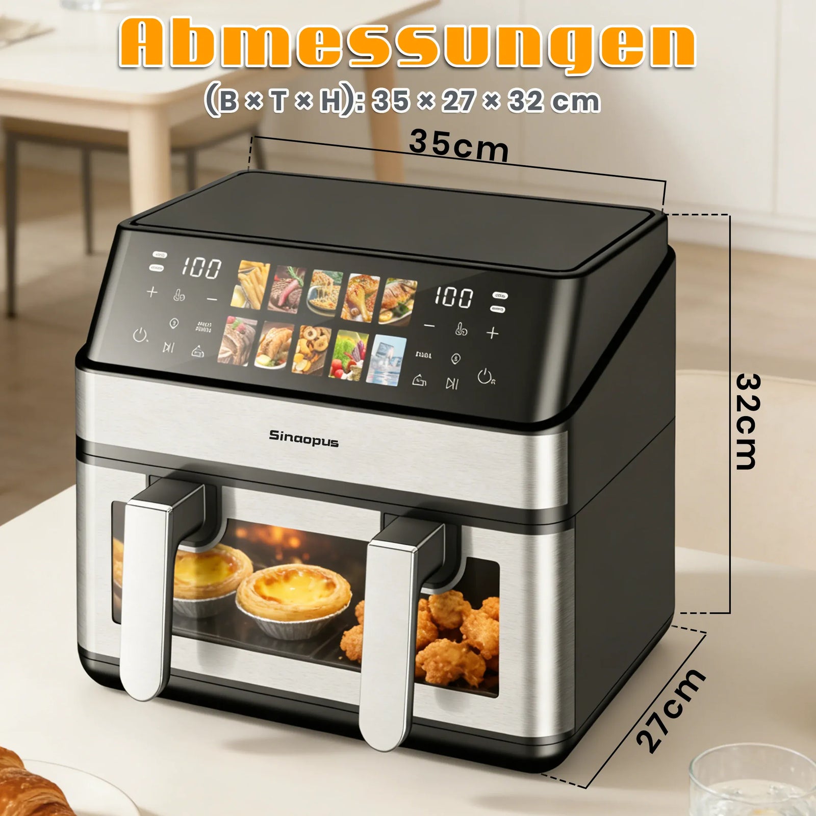 Friteuse Sans Huile 8,5L 2000W avec Hublot et Écran Tactile airfryers