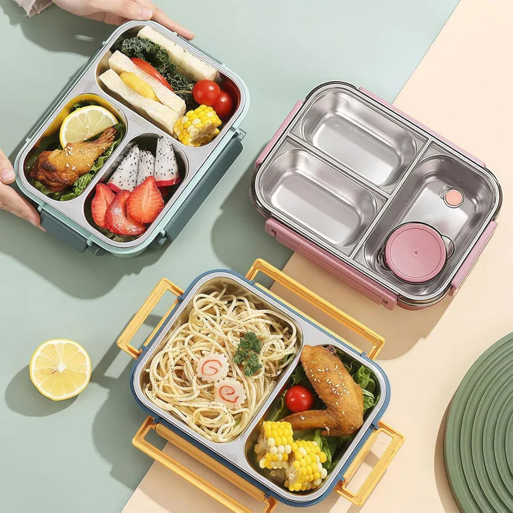Lunchbox en Inox à 2/3 Compartiments Étanches 850ml Lunchbox
