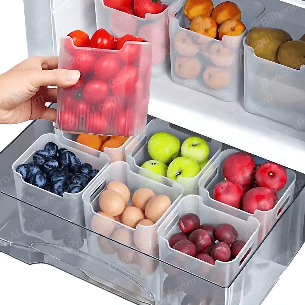 Bac de Rangement Frigo 15 Pièces Organisateur Alimentaire Empilable