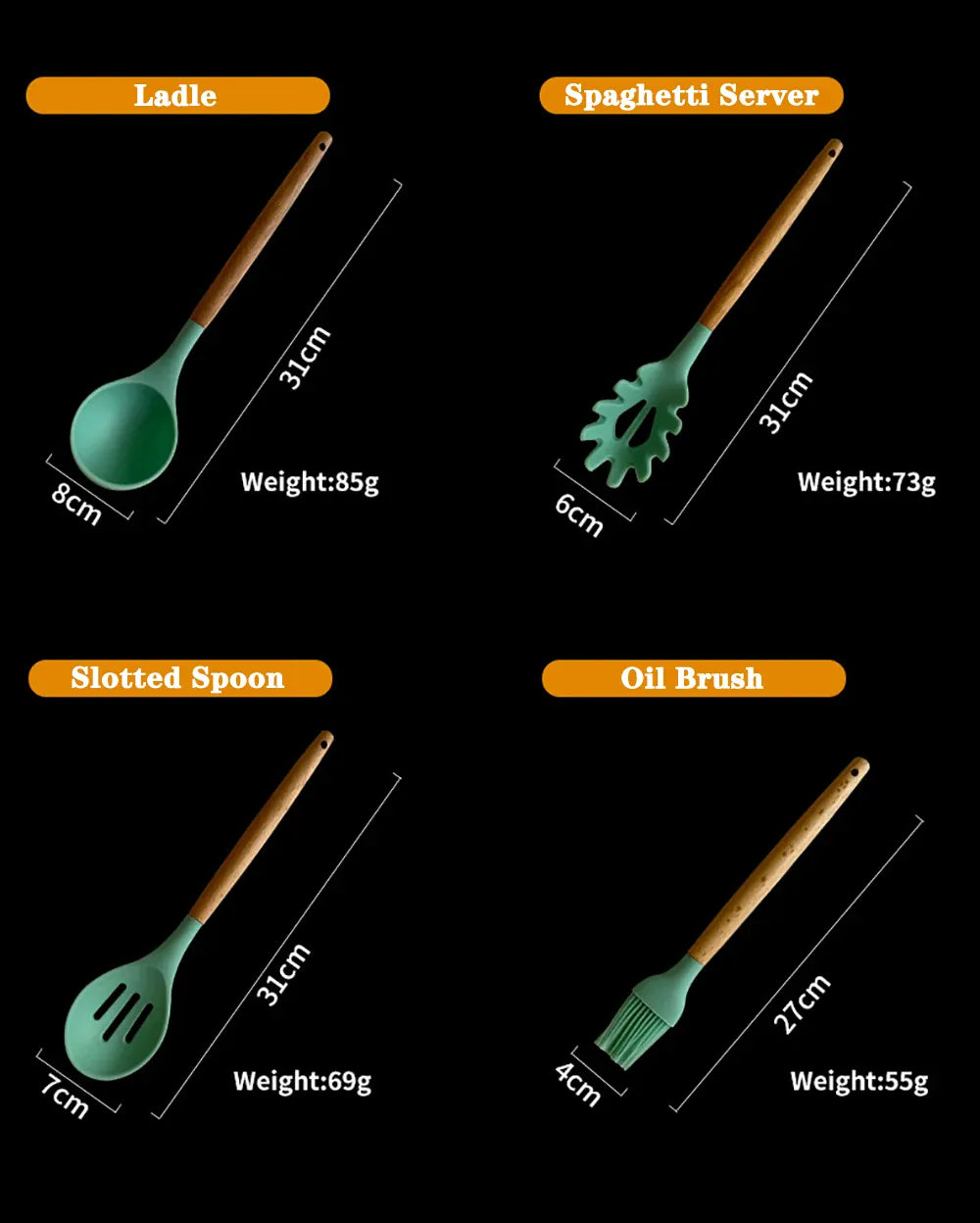 Set Ustensiles Silicone 10 pièces | Résistants à la chaleur et Antiadhésifs spatule en silicone