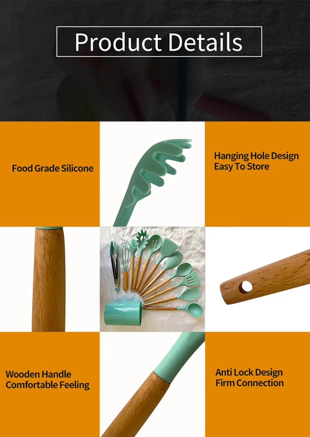 Set Ustensiles Silicone 10 pièces | Résistants à la chaleur et Antiadhésifs spatule en silicone