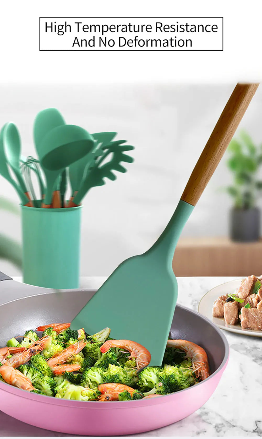 Set Ustensiles Silicone 10 pièces | Résistants à la chaleur et Antiadhésifs spatule en silicone
