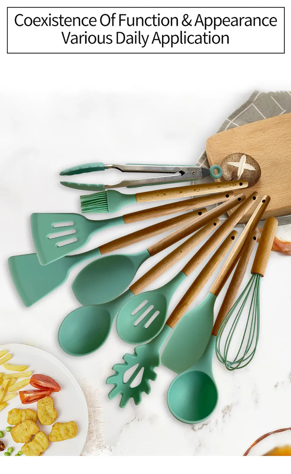 Set Ustensiles Silicone 10 pièces | Résistants à la chaleur et Antiadhésifs spatule en silicone