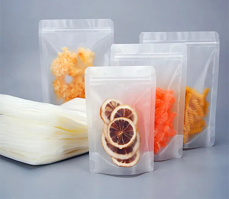 Sachets Zip Alimentaires Matériau Mat Transparent - Lot de 50 pièces 10x15cm