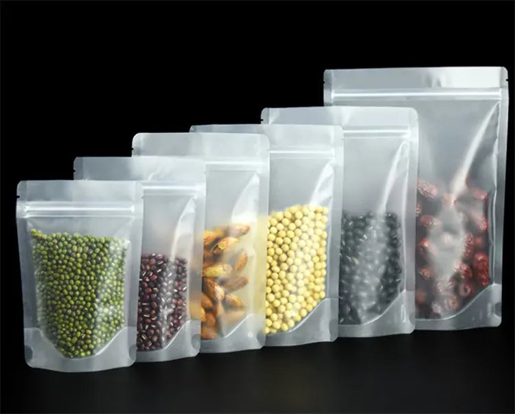 Sachets Zip Alimentaires Matériau Mat Transparent - Lot de 50 pièces 10x15cm