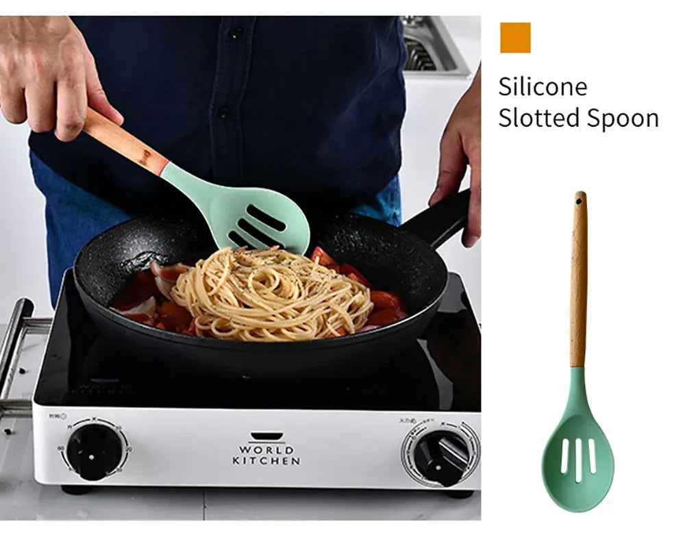 Set Ustensiles Silicone 10 pièces | Résistants à la chaleur et Antiadhésifs spatule en silicone