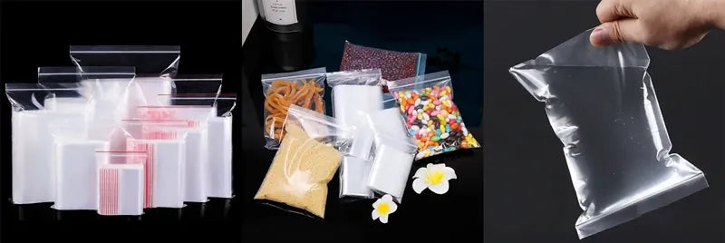 Sachets Zip Alimentaires Transparent - Lot de 50 Pièces avec Zip